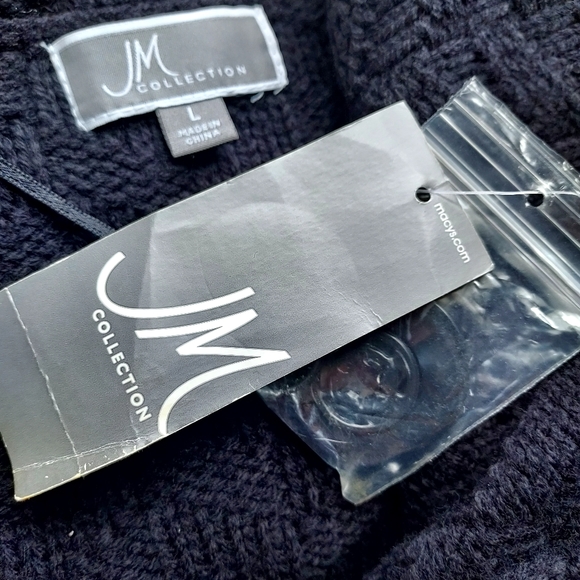 Black Open Front One Button Long Sleeve Cardigan Sweater - Picture 4 of 4